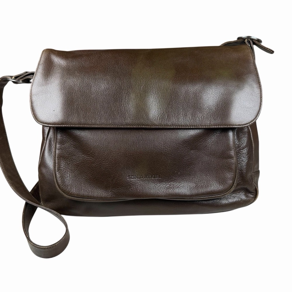 SONIA RYKIEL SACS Leather Messenger Brown Bag Japanese Edition, Rare!